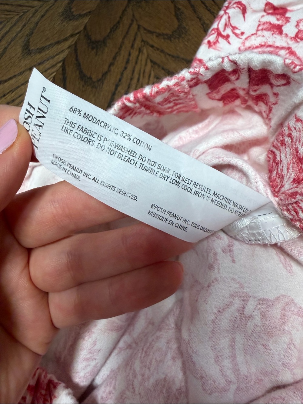 Posh Peanut Red Toile Print Holiday Pajama Set M NWOT - Picture 6 of 8